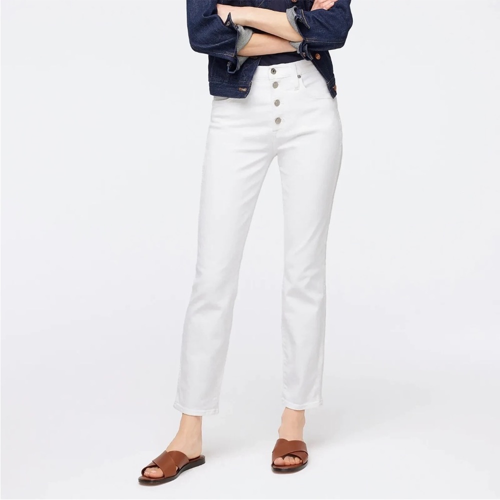 NEW WITH TAGS J. Crew White 10” Vintage Slim Straight Button Fly Jeans Size 34‎
